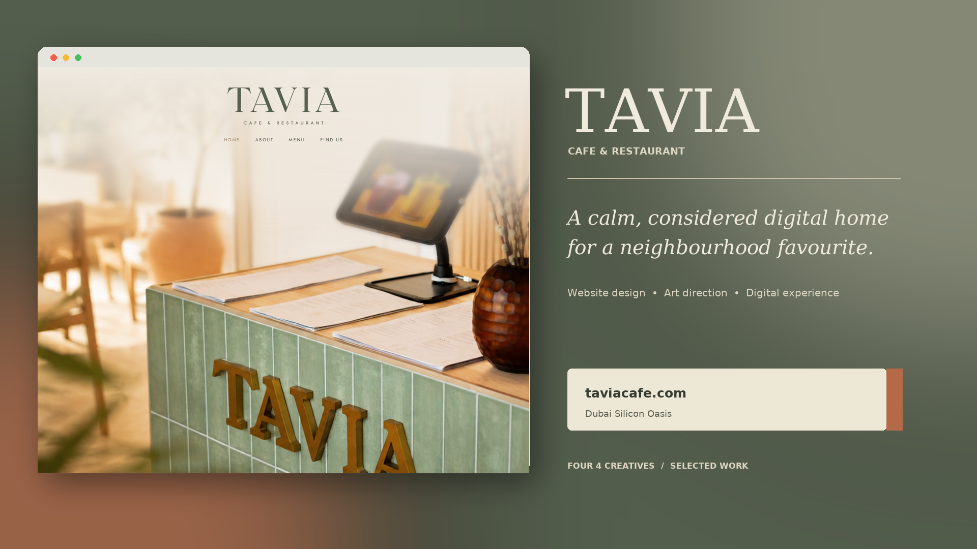 Tavia website built by Four4 Creatives