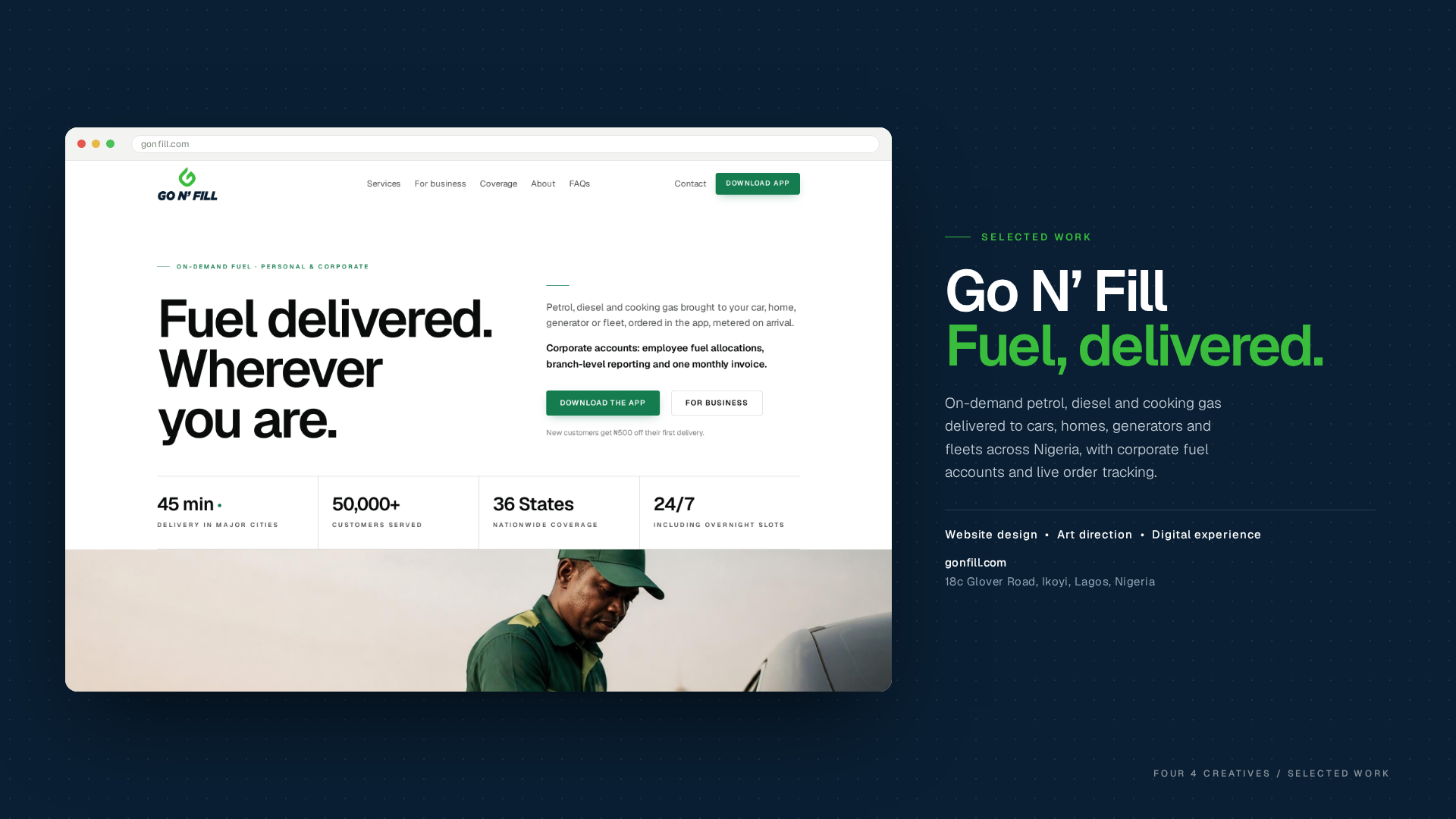 Go N' Fill website built by Four4 Creatives
